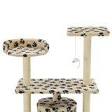Cat Tree with Sisal Scratching Posts 95 cm Beige Paw Prints