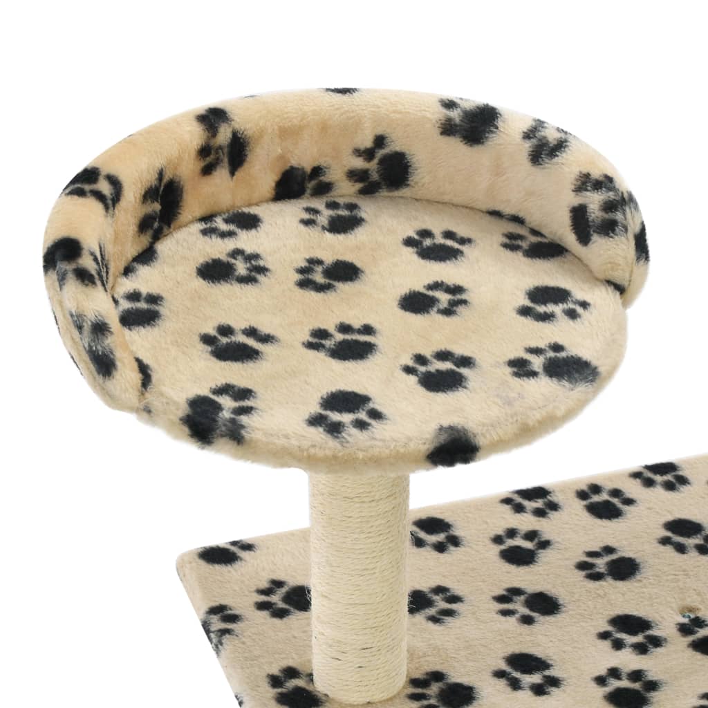 Cat Tree with Sisal Scratching Posts 95 cm Beige Paw Prints