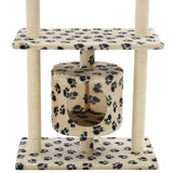 Cat Tree with Sisal Scratching Posts 95 cm Beige Paw Prints