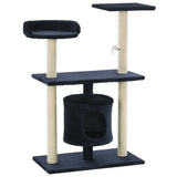 Cat Tree with Sisal Scratching Posts 95 cm Dark Blue - Front View