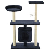 Cat Tree with Sisal Scratching Posts 95 cm Dark Blue - Side View