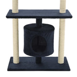 Cat Tree with Sisal Scratching Posts 95 cm Dark Blue - Close-Up Angle