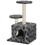 Cat Tree with Sisal Scratching Posts 60 cm Grey Paw Prints - Side View