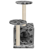 Cat Tree with Sisal Scratching Posts 60 cm Grey Paw Prints - 45-Degree Angle