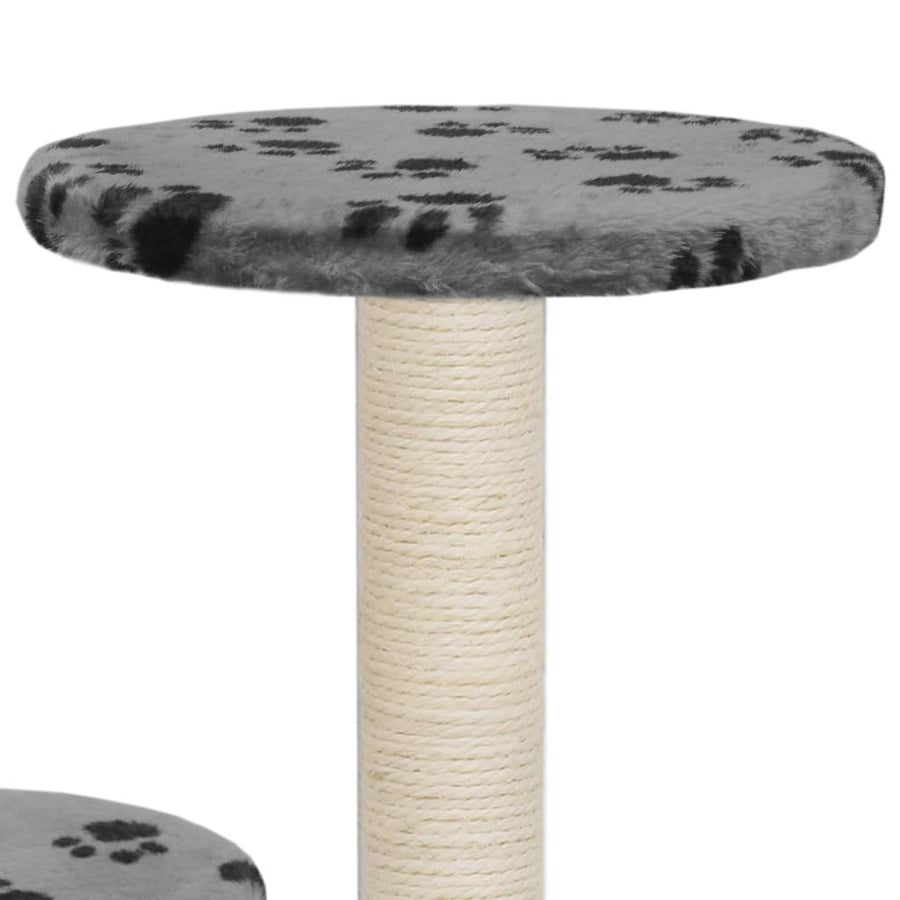 Cat Tree with Sisal Scratching Posts 60 cm Grey Paw Prints