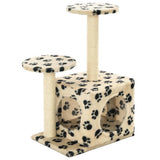 Cat Tree with Sisal Scratching Posts 60 cm Beige Paw Prints