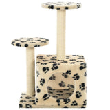 Cat Tree with Sisal Scratching Posts 60 cm Beige Paw Prints - Top-Down View