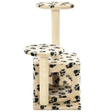Cat Tree with Sisal Scratching Posts 60 cm Beige Paw Prints - 45-Degree Angle