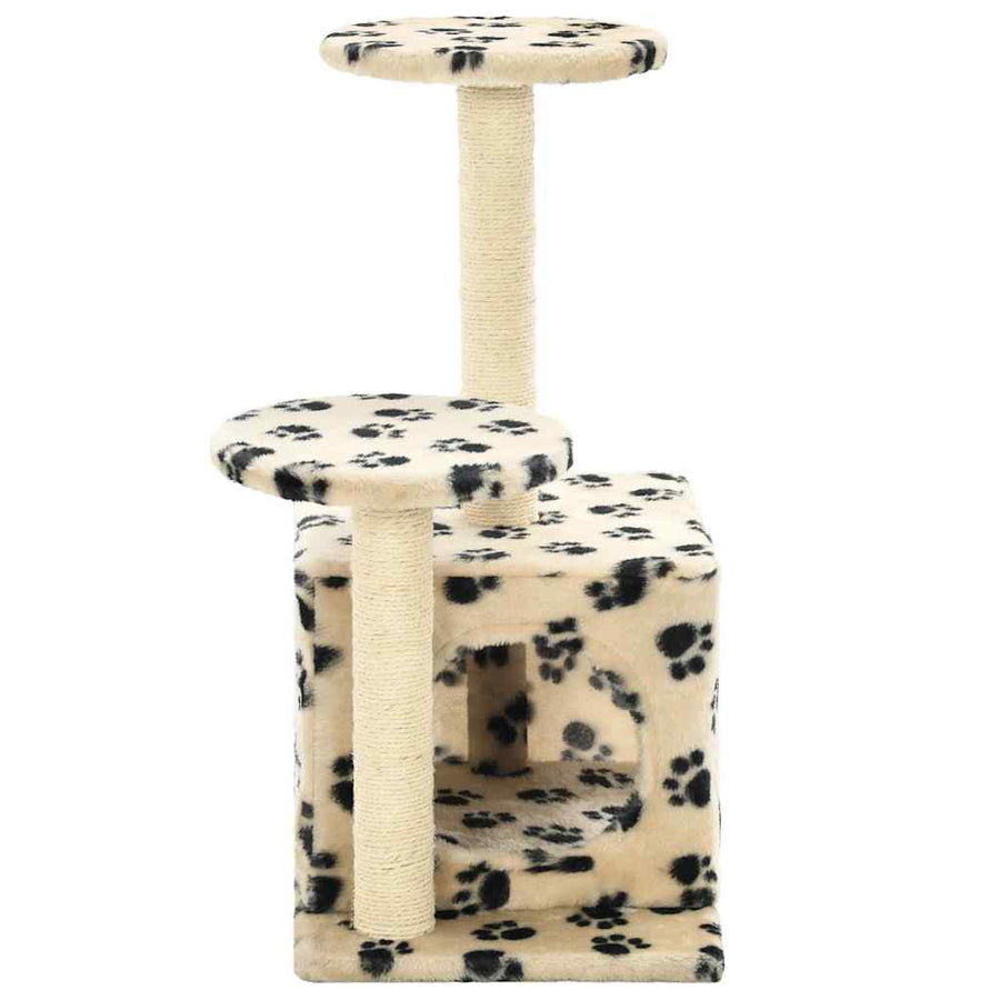 Cat Tree with Sisal Scratching Posts 60 cm Beige Paw Prints