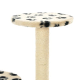 Cat Tree with Sisal Scratching Posts 60 cm Beige Paw Prints - Rear View