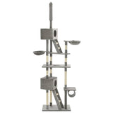 Cat Tree with Sisal Scratching Posts 230-260 cm Grey - Side View