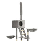 Cat Tree with Sisal Scratching Posts 230-260 cm Grey - Top-Down View