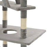 Cat Tree with Sisal Scratching Posts 230-260 cm Grey - 45-Degree Angle