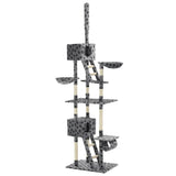 Cat Tree with Sisal Scratching Posts 230-260 cm Grey Paw Prints - Front View