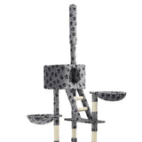 Cat Tree with Sisal Scratching Posts 230-260 cm Grey Paw Prints - Top-Down View