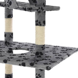 Cat Tree with Sisal Scratching Posts 230-260 cm Grey Paw Prints - 45-Degree Angle