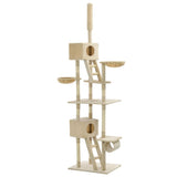 Cat Tree with Sisal Scratching Posts 230-260 cm Beige - Front View