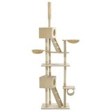 Cat Tree with Sisal Scratching Posts 230-260 cm Beige - Side View