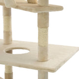 Cat Tree with Sisal Scratching Posts 230-260 cm Beige - 45-Degree Angle