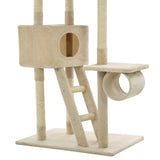 Cat Tree with Sisal Scratching Posts 230-260 cm Beige - Rear View