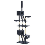 Cat Tree with Sisal Scratching Posts 230-260 cm Dark Blue - Front View