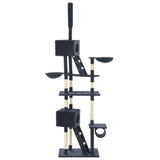 Cat Tree with Sisal Scratching Posts 230-260 cm Dark Blue - Side View