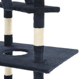 Cat Tree with Sisal Scratching Posts 230-260 cm Dark Blue - Top-Down View