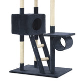 Cat Tree with Sisal Scratching Posts 230-260 cm Dark Blue - 45-Degree Angle