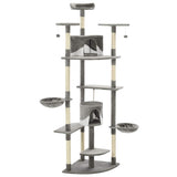 Cat Tree with Sisal Scratching Posts 203 cm Grey and White - Side View