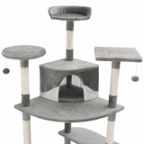 Cat Tree with Sisal Scratching Posts 203 cm Grey and White - Top-Down View