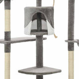 Cat Tree with Sisal Scratching Posts 203 cm Grey and White - 45-Degree Angle