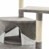 Cat Tree with Sisal Scratching Posts 203 cm Grey and White - Rear View