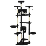 Cat Tree with Sisal Scratching Posts 203 cm Black and White - Side View