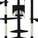 Cat Tree with Sisal Scratching Posts 203 cm Black and White - 45-Degree Angle