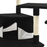Cat Tree with Sisal Scratching Posts 203 cm Black and White - Rear View