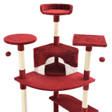 Cat Tree with Sisal Scratching Posts 203 cm Red and White - Top-Down View