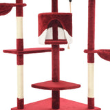 Cat Tree with Sisal Scratching Posts 203 cm Red and White - 45-Degree Angle