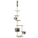 Cat Tree with Sisal Scratching Posts 260 cm Grey - Front View