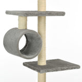 Cat Tree with Sisal Scratching Posts 260 cm Grey - 45-Degree Angle