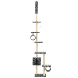 Cat Tree with Sisal Scratching Posts 260 cm Grey Paw Prints - Side View