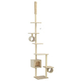 Cat Tree with Sisal Scratching Posts 260 cm Beige - Front View