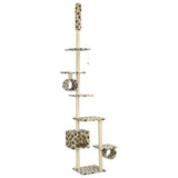 Cat Tree with Sisal Scratching Posts 260 cm Beige Paw Prints - Front View