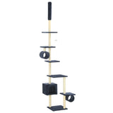 Cat Tree with Sisal Scratching Posts 260 cm Dark Blue - Front View