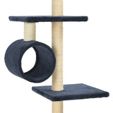 Cat Tree with Sisal Scratching Posts 260 cm Dark Blue - 45-Degree Angle