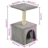 Cat Tree with Sisal Scratching Post 55 cm Grey