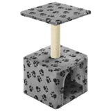 Cat Tree with Sisal Scratching Post 55 cm Grey Paw Print - Front View