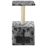 Cat Tree with Sisal Scratching Post 55 cm Grey Paw Print - Top-Down View