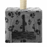 Cat Tree with Sisal Scratching Post 55 cm Grey Paw Print - Rear View