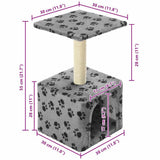 Cat Tree with Sisal Scratching Post 55 cm Grey Paw Print