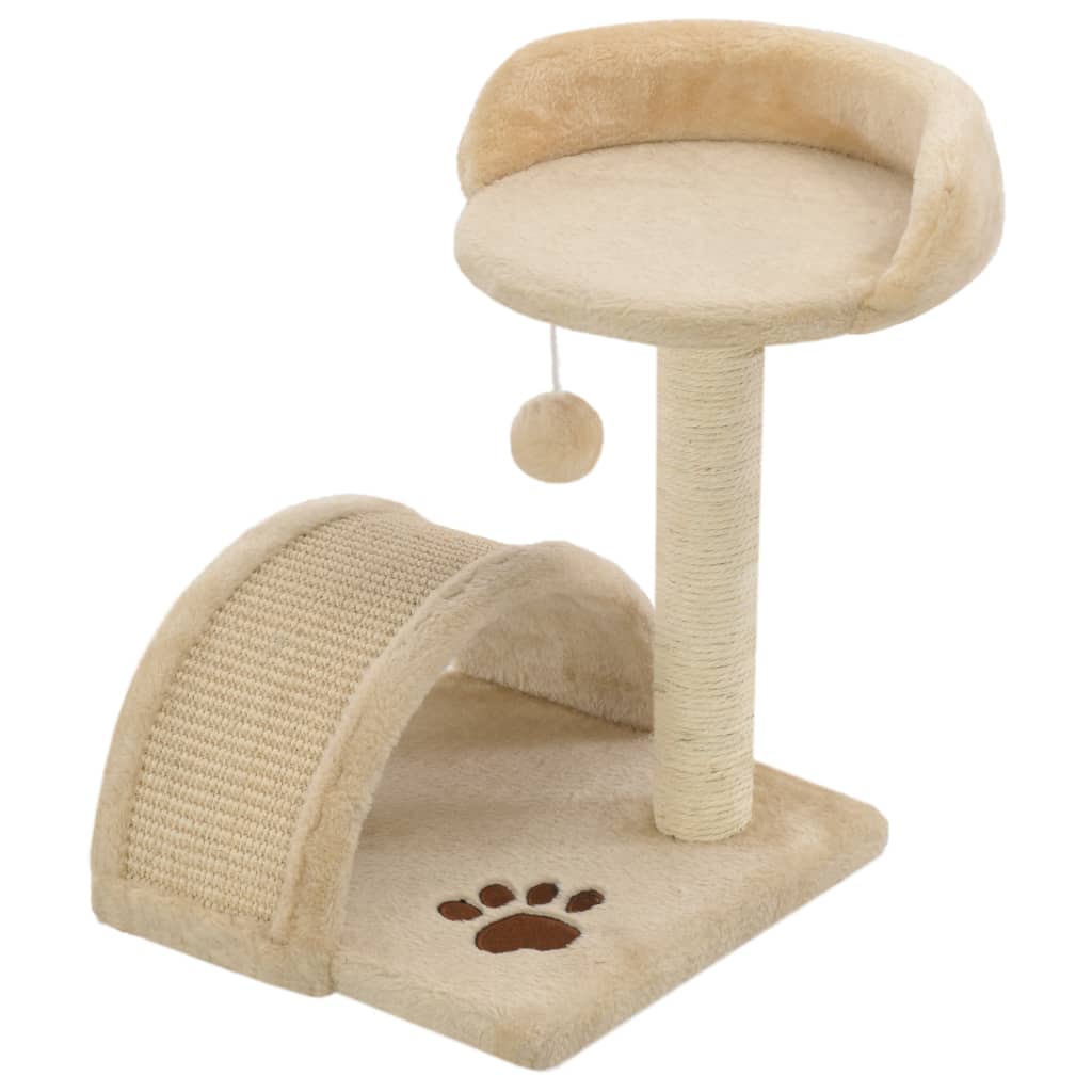 Cat Tree with Sisal Scratching Post 40 cm Beige and Brown